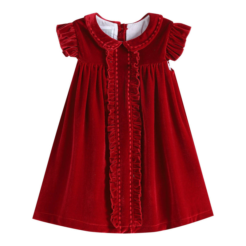 Child's Red Velour Ruffle Dress