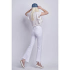 Distressed Mid-Rise White Flare Jeans
